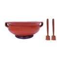 thumbnail image 3 of Pre Seasoned Earthen Clay Handi + Kadai Pots Combo For Cooking - Red, 3 + 2 Liters, 3 of 5