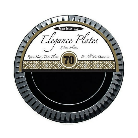 1 - Party Essentials 7.5" Elegance Salad Plates - Black 70 Ct.