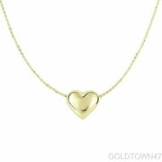 14kt Yellow Gold Sliding Puffed Heart On Chain Necklace with Spring Ring Clasp