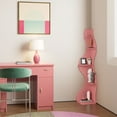 thumbnail image 3 of Yowos Corner Bookshelf, 5 Tier Modern Wall Shelf Bookcase Wavy Small Storage Rack Stylish Accent for Small Space, Plant Stand, Pink, 3 of 9