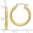 thumbnail image 3 of Auriga Fine Jewelry 10K Yellow Gold Diamond-cut 3x25mm Hollow Tube Hoop Earrings for Women, 3 of 4