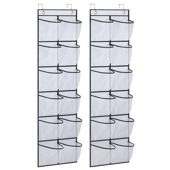 Organizador de zapatos MISSLO para colocar sobre la puerta, 12 bolsillos grandes de malla, 2