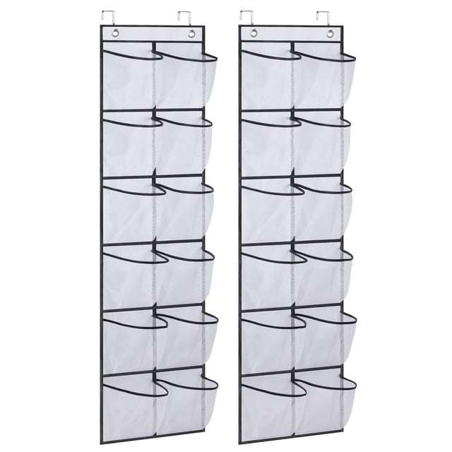 Organizador de zapatos MISSLO para colocar sobre la puerta, 12 bolsillos grandes de malla, 2
