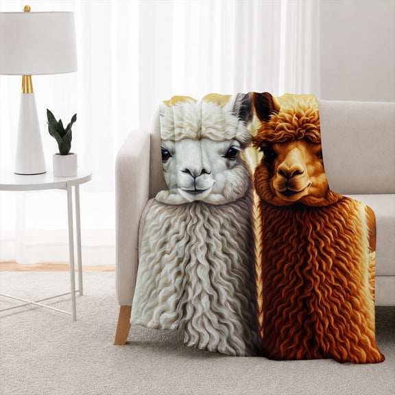 SPXUBZ Alpaca Pattern Throw Blanket 50x60 Inch, Cute Animal Design Soft Fleece Blanket, Cozy Bedroom Sofa Home Decor 80"x60"