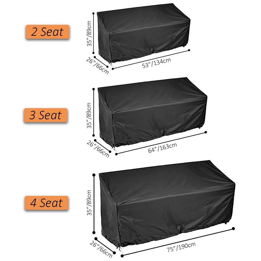 2-Seater Outdoor Sofa Cover, Waterproof Outdoor Couch Cover, Heavy Duty Patio Furniture Covers for Outdoor Seating, Windproof Patio Sofa Covers for Winter