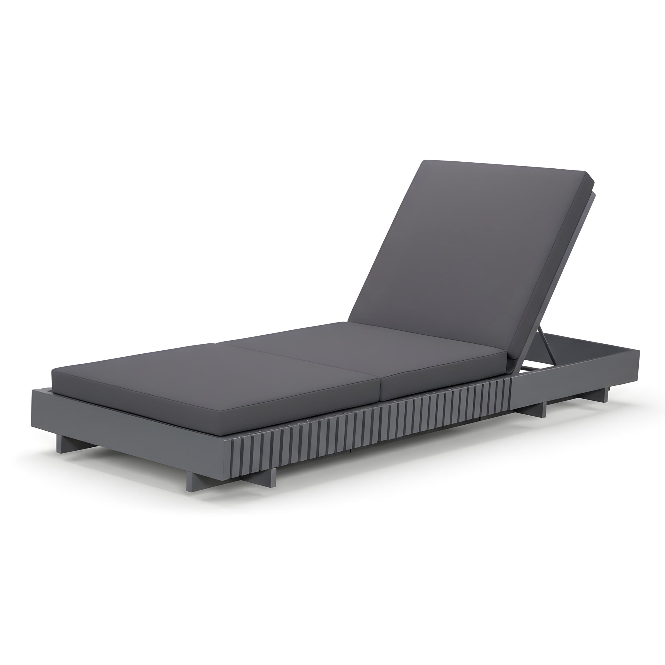 Christopher Knight Home Outdoor Chaise Lounge with 3-Fold Cushion, Adjustable Recliner, Dark Gray