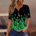 thumbnail image 1 of Fiudx Liquidación de Ofertas Flash Blusa de Manga Corta Estampada a La Moda para Mujer, Blusas Informales con Cuello En V, 1 of 5
