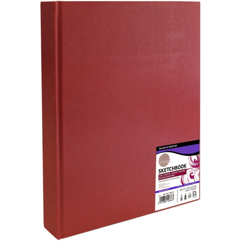 Daler-Rowney Simply Hardbound Sketchbook, Red Cover, Sketch Paper, 8.5 x  11 