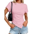 thumbnail image 3 of Women'S Asymmetrical Tops Summer Going Out Shirts Y2K Short Sleeve Crew Neck Ruched Trendy Clothes Pink XXL, 3 of 6