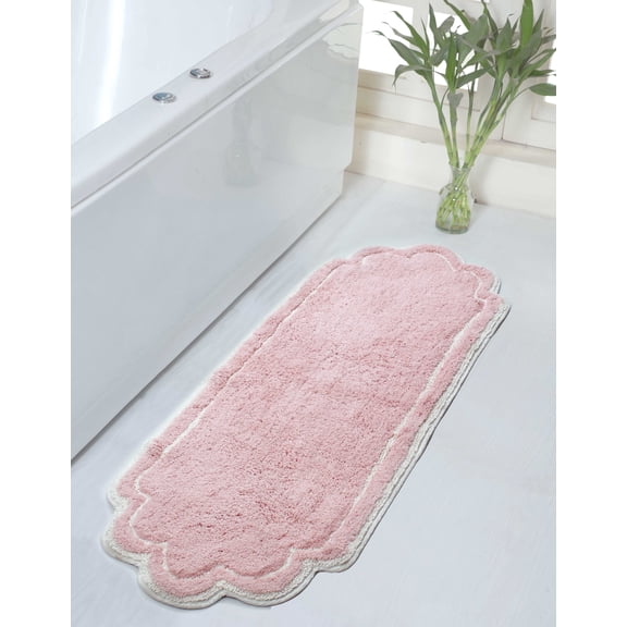 Home Weavers Inc. Allure Collection Pink 100% Cotton Bath Rug, 21" x 54", Non-Slip Backing