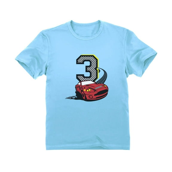 Exciting 3rd Birthday Boy T-Shirt - Fun Race Car Graphic Tee - Perfect Birthday Gift for Toddlers - Celebratory Kids Apparel for Three Year Olds - Car-Themed Birthday Party Wear