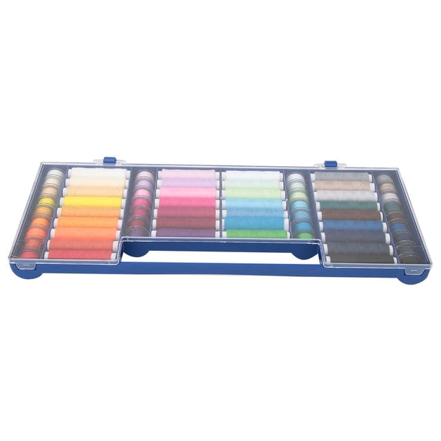 Peahefy Sewing Thread Box,Sewing Storage Box,32 Color 64 Sewing Thread Kit Storage Box Sewing Machine Accessories Sewing Tools Kit