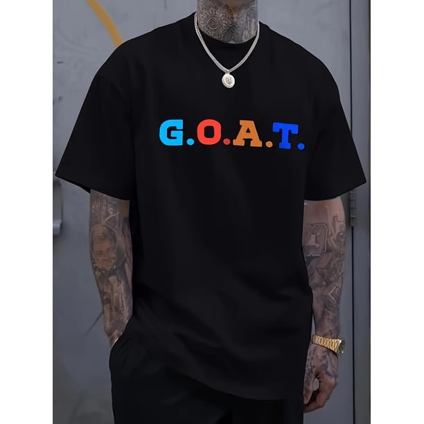 Human Graphic Camiseta para HombreGoat Creative Print T-Shirt - Relaxed Fit, Unique Novelty Design, Short Sleeves, Soft Fabric, Stylish Crew Neck - Ideal for Mens Fashion, Summer and Spring Seasons,