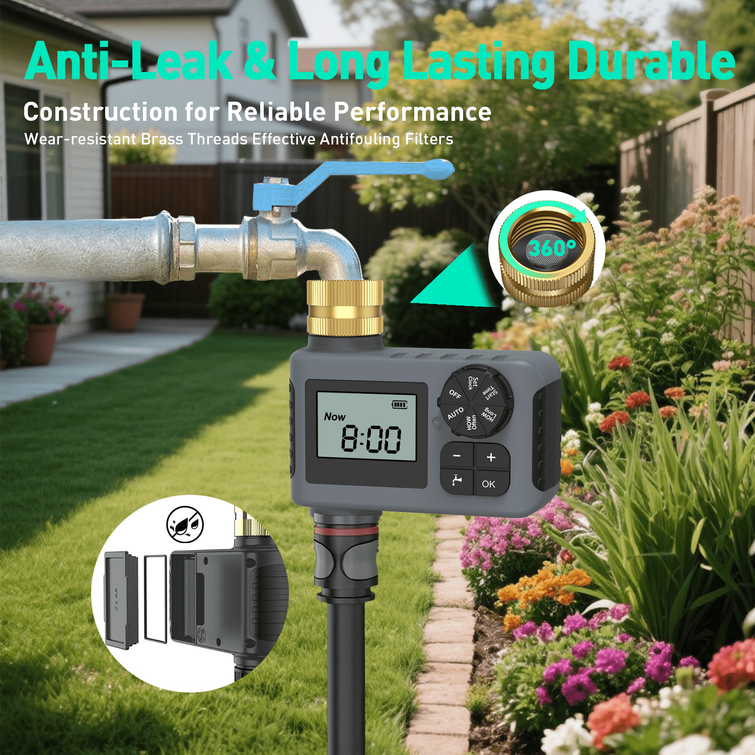 Hose Water Timer, Programmable Sprinkler Timer with Rain Delay/Manual/Automatic Drip Irrigation System for Outdoor Garden Yard - 1 Outlet
