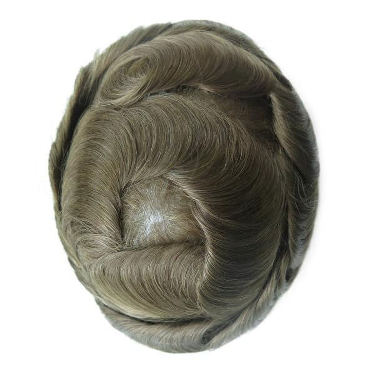 8x10in Fine Mono Center Poly with Gauze in front 100% Human Hair Replacement Mens Toupee Hair System Men Wigs