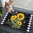 thumbnail image 4 of Rectangle Rug 2x3ft Area Rug, Farm Sunflower Black and White Plaid Area Rugs for Living Room Bedroom, Green Leaves Plant Floor Mat Non-Slip Non-Shedding Carpet Indoor Accent Rugs, 4 of 9