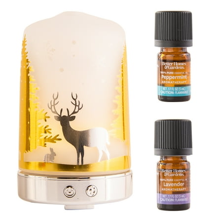 Better Homes & Gardens 3 Piece Metallic Forest 100 mL Cool Mist Ultrasonic Aroma Diffuser Set