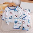 thumbnail image 2 of TOWED22 Little Boy Space Pajama Set Cotton Dinosaur Long Sleeve Pjs Fall Winter Sleepwear 6-12 Months 12-24 Months 2t 3t 4t 5t 6t 7t 8t 9t Children,Light Blue,6-12 M, 2 of 4