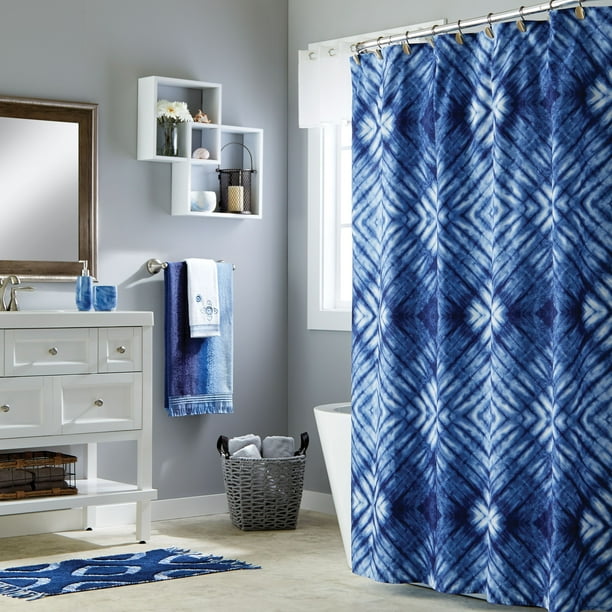 SKL Home Zarrie Fabric Shower Curtain, Blue, 70" x 72"