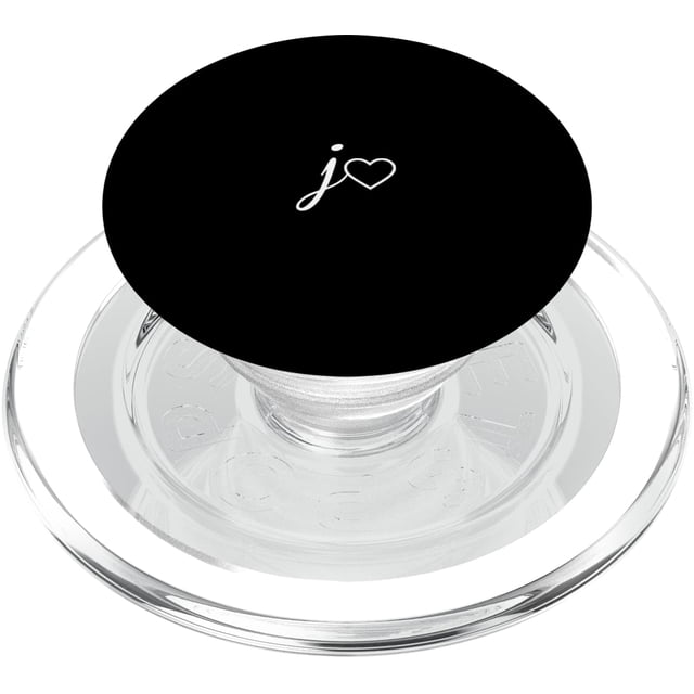 PopSockets PopGrip para MagSafe con la letra inicial J en forma de corazón, color blanco
