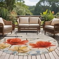 thumbnail image 4 of Retro Floral Round Area Rug 7Ft Washable Circle Rugs for Dorm Laundry Room, Red Yellow Tulips Barm Doors Farmhouse Wooden Non-Slip Carpet Floor Mats Indoor Outdoor Carpet Runner Aesthetic Home Decor, 4 of 8