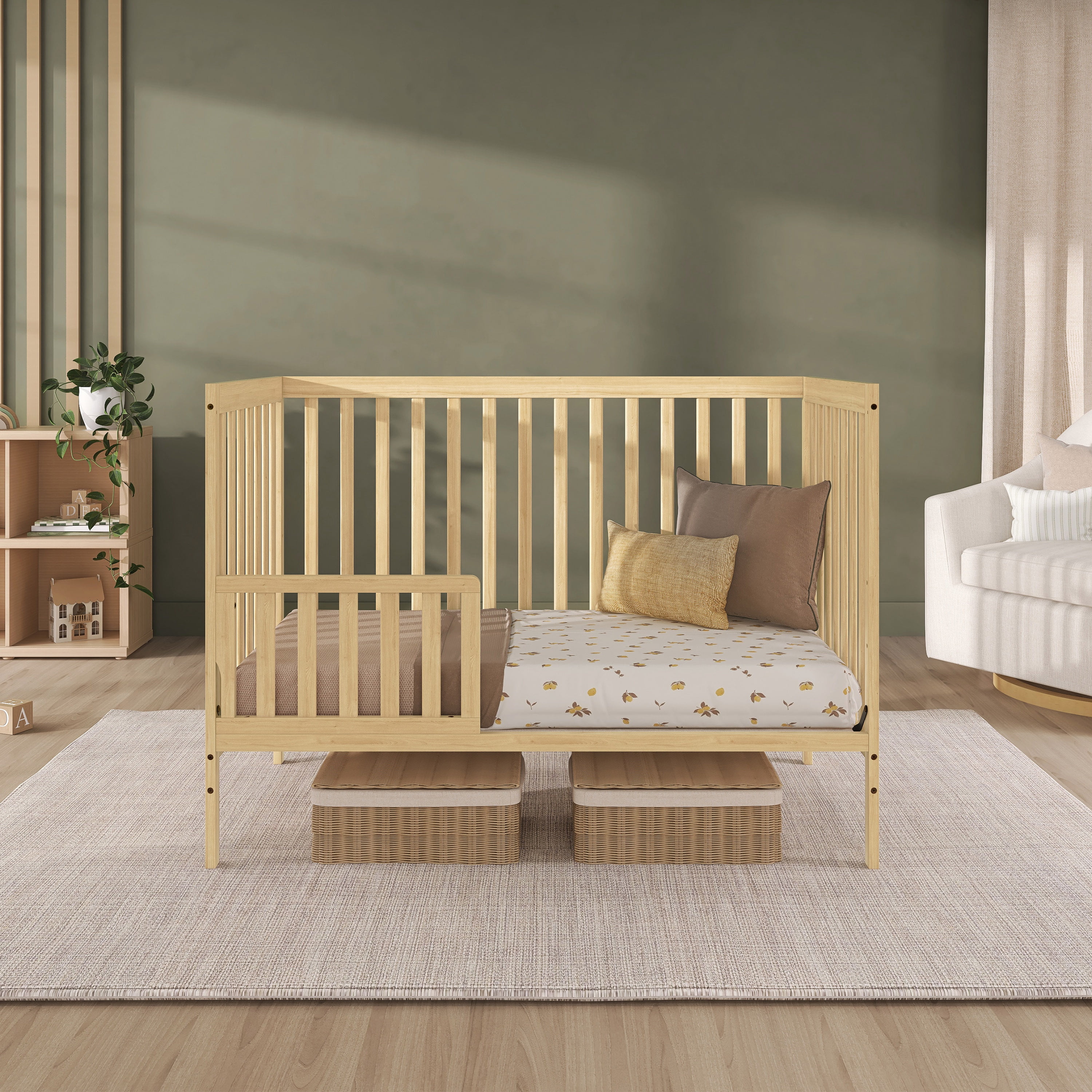 Dream On Me Synergy 5 in 1 Convertible Crib in Barnwood Natural, Greenguard Gold Certified