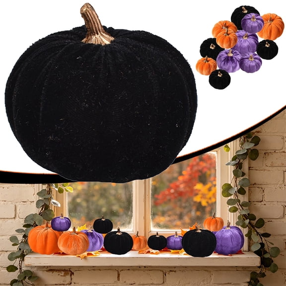 Velvet Pumpkin,Lifelike Autumn Small Velvet Pumpkin Decor,Mini Soft Flocked Artificial Pumpkin Ornament,Plush Fake Pumpkins,Pumpkin Accent Decoration for Harvest,Table,Halloween,Thanksgiving