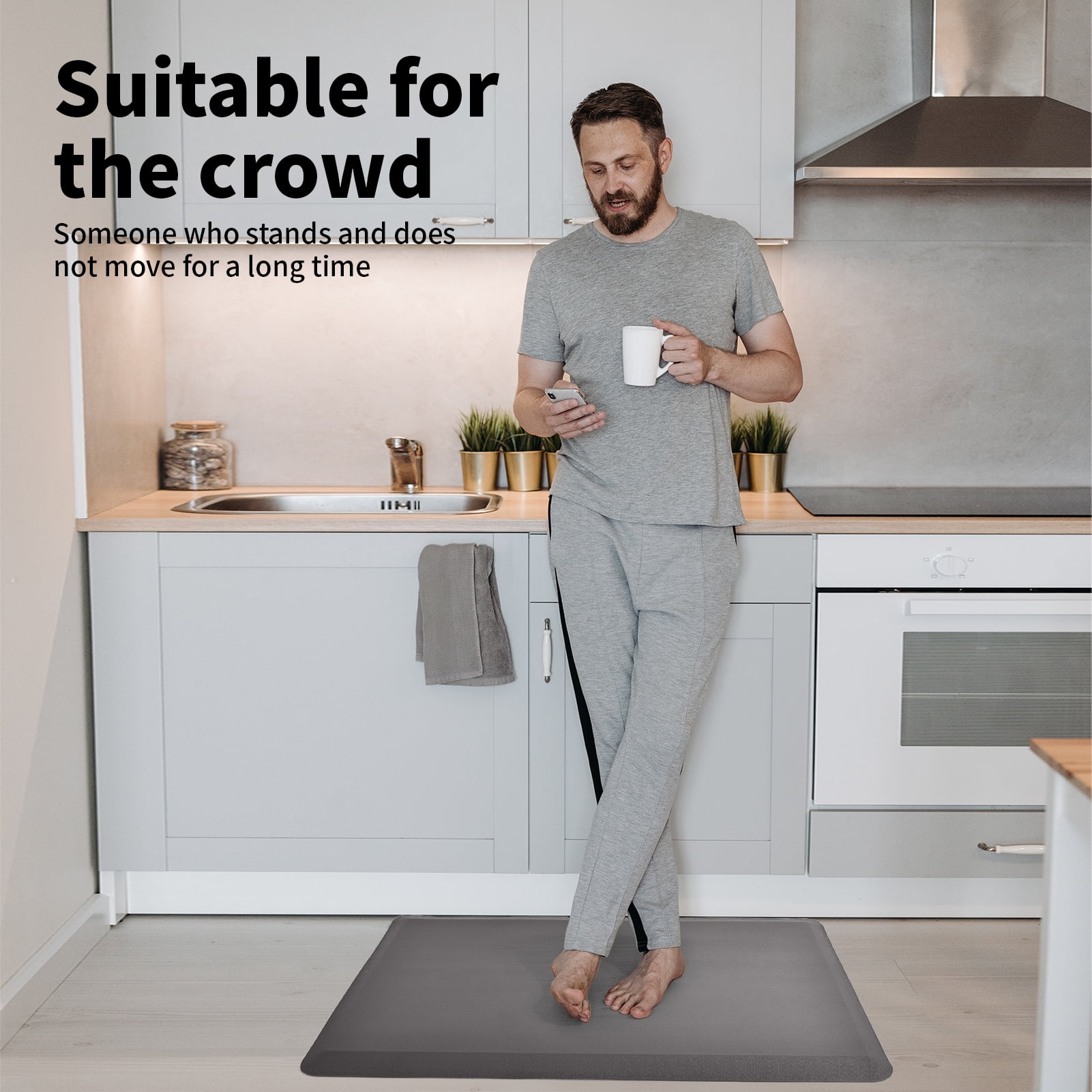 Art3d 28"x17.3" Kitchen Mat,3/4" Thickened Anti-Fatigue Floor Mat,Non Slip Foam Comfort Standing Mat (Dark Grey)