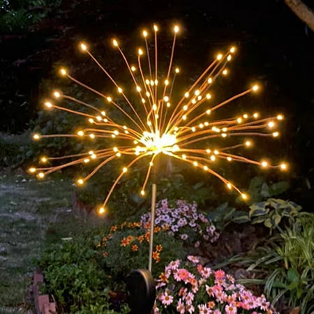 

Solar Outdoor Garden Lights Solar Firework DIY Lights Decor String Lamp Solar Waterproof Ground Stake Lights for Home/Garden/Pathway/Lawn Warm White 2
