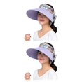thumbnail image 3 of Jumpingount Sombrero de algodón y lino para mujer, repuesto a prueba de sol, a prueba de viento, transpirable, plegable, para viajar, gorra para Púrpura 2piezas, 3 of 6