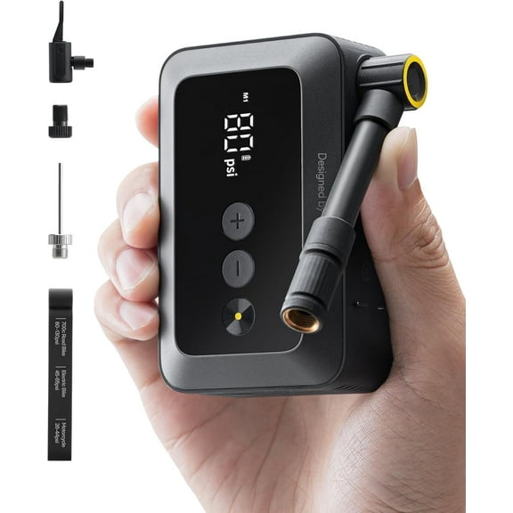 HOTO Electric 150PSI Bike Tire Air Pump Pocket with 25s Fast Inflate Bicycle Tire Inflator for Bike, Motorcycle,  Sport Ball