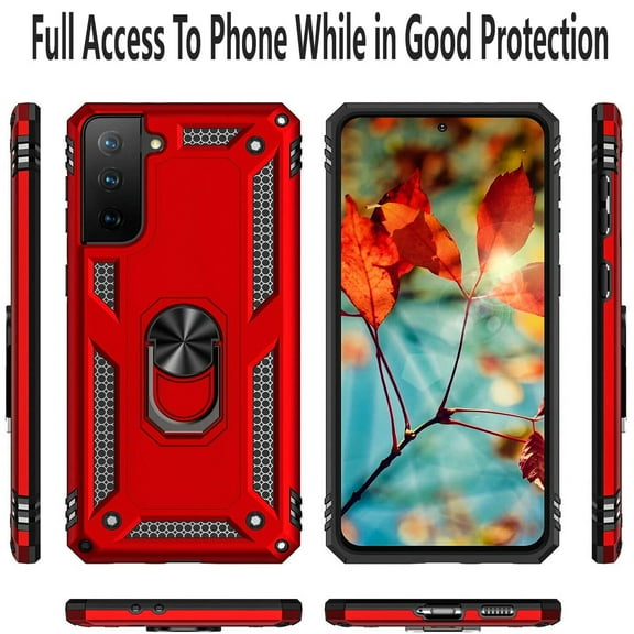 Samsung Galaxy S22 Case, [Not fit for Samsung Galaxy S22 Plus/ Galaxy S22 Ultra], STARSHOP Drop Protection Ring Kickstand Cover- Red