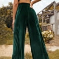 thumbnail image 6 of GNFQXSS Women's High Waisted Tiered Wide Leg Velvet Pants Flowy Dressy Trousers for Party Evening & Special Green M, 6 of 8