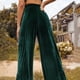 thumbnail image 5 of Pantalones casuales de moda y tendencia para mujer con terciopelo y volantes, pantalones de pierna ancha, pantalones para dama., 5 of 7
