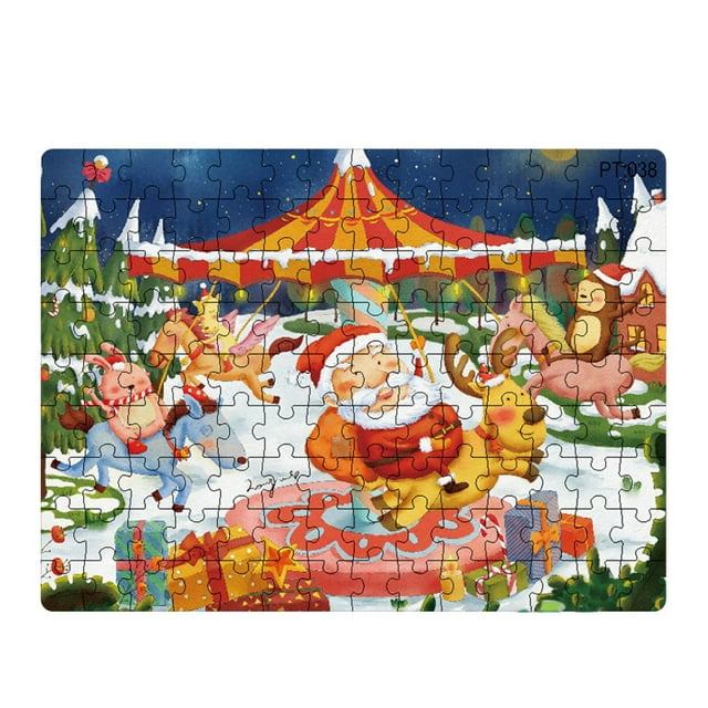 Puzzle Thickened Paper Santa 126 Pieces Of Puzzle for Children To Assemble Gifts