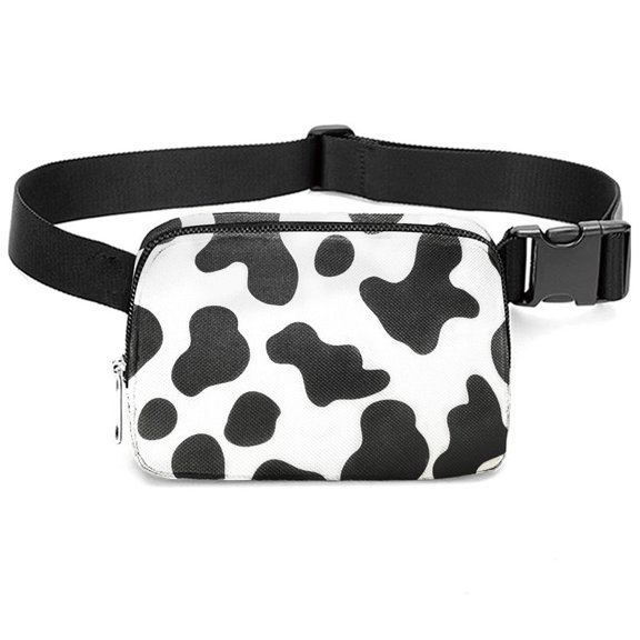 Alikpop Cow Print Fanny Pack, Polyester Adjustable Waist Belt Bag Crossbody Sling Bag for Sports Travel Daily Use for Men Women Teens