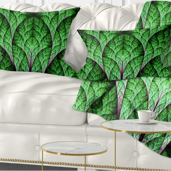 Designart Exotic Green Biological Organism - Abstract Throw Pillow - 12x20