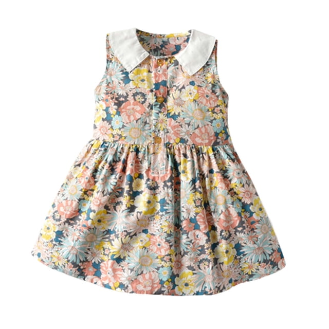 Birdeem Robe d'Été Rétro Sans Manches pour Filles Bébés Enfants Robe Princesse
