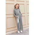 thumbnail image 2 of Arshiner Girls 2 Piece Set Fall Outfits Lounge Sets Ruched Long Sleeve Top Wide Leg Pants Sweatsuit Clothing Set, 2 of 6