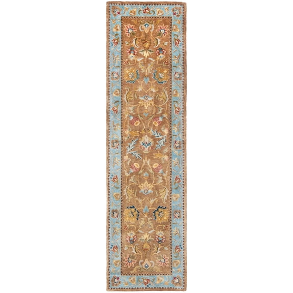 SAFAVIEH Bergama Michayla Traditional Wool Runner Rug, Brown/Blue, 2'3" x 10'