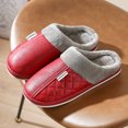 thumbnail image 2 of Memory Foam Scuff Slippers for Women Plush Warm Fashion Stitching Leather Waterproof Indoor Winter Home Shoes Non Slip Slip on Slides Red 9, 2 of 5