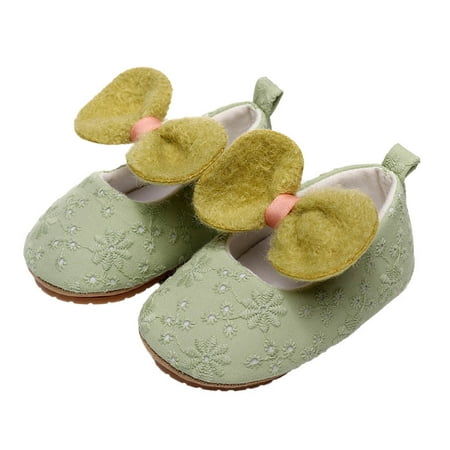 

yinguo girls single shoes floral embroider bowknot first walkers shoes toddler sandals princess shoes green 13
