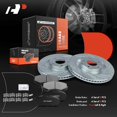thumbnail image 2 of A-Premium 12.6 inch(320 mm) Front Drilled and Slotted Disc Brake Rotors + Ceramic Pads Kit Compatible with Select Ford and Lincoln Models - Edge 2007-2014, MKX 2007-2015, 6-PC Set, 2 of 9