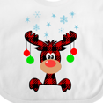thumbnail image 4 of Inktastic Cute Flannel Reindeer with Christmas Bulbs and Snowflakes Boys or Girls Baby Bib, 4 of 4