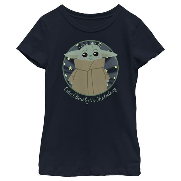 Girl's Star Wars: The Mandalorian The Child Cutest Bounty in the Galaxy  Graphic Tee Navy Blue Small