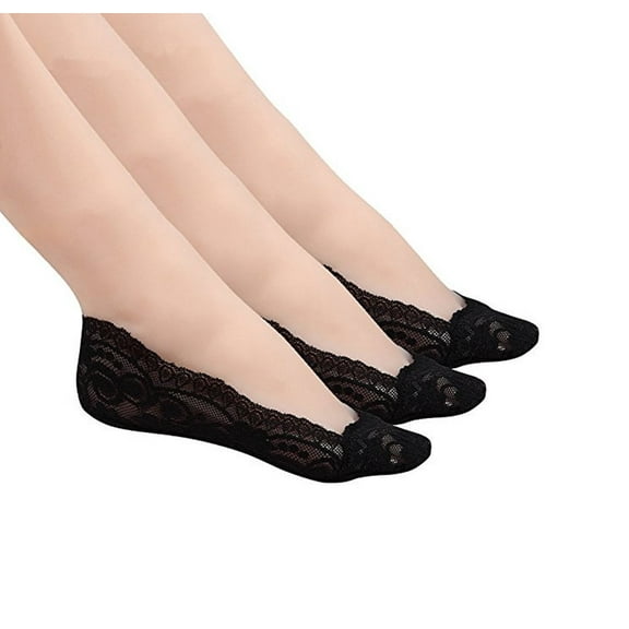5 Pairs Elegant Women's Lace No Show Thin Socks – Invisible Low Cut Nonslip Summer Socks for Ladies TIKA
