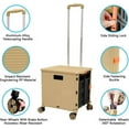 thumbnail image 4 of Foldable Utility Cart Portable with Durable Heavy Duty Plastic Telescoping Handle Collapsible 4 Rotate Wheels for Travel Shopping(Khaki), 4 of 7