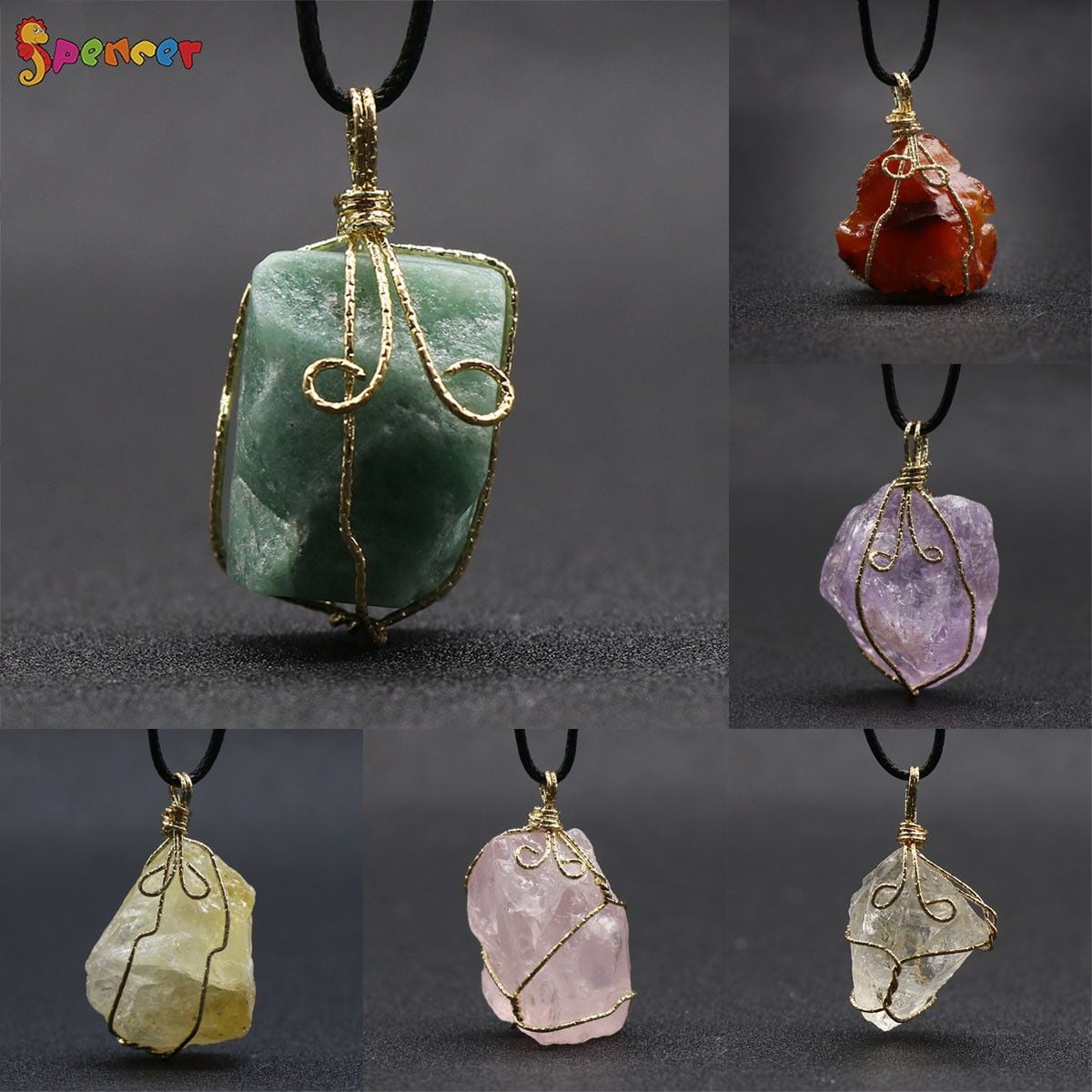 Brass Wire-wrapped Natural Clear Crystal Point Pendant
