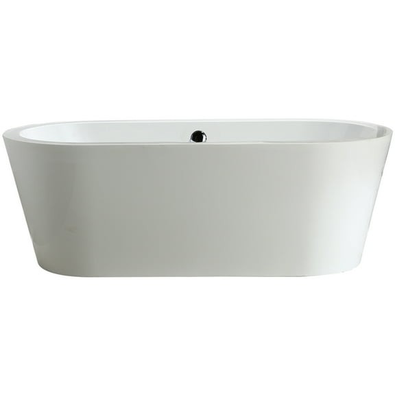Vinnova Melania 68" x 32" Freestanding Soaking Acrylic Bathtub in White