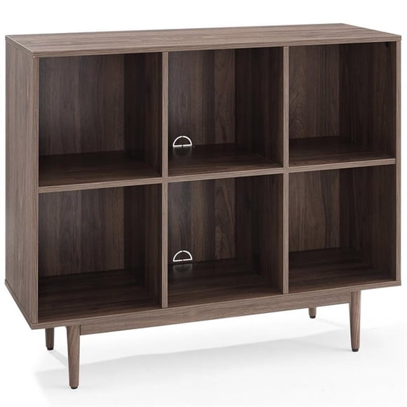Crosley Furniture Liam Bibliothèque Cubique de Rangement pour Disques à 6 Casiers en Bois, Noyer